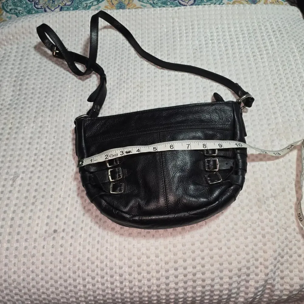 FRYE BLACK LEATHER SELENA BELTED CROSSBODY BAG